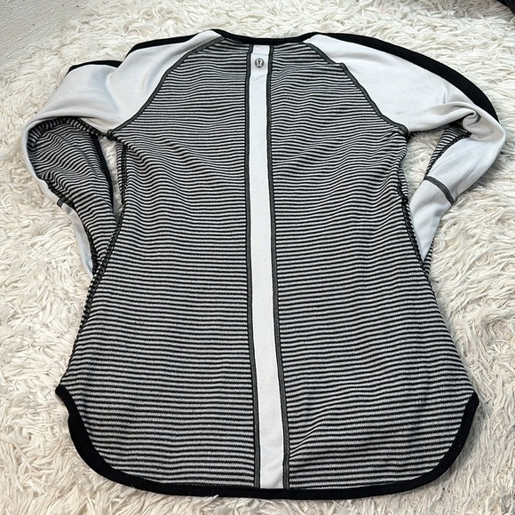 Lululemon Runder Under Long Sleeve Mini Check Pique Black White - Picture 4 of 4